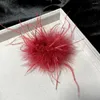 Brooches Luxury Ostrich Feather Brooch For Women Fashion Lapel Pins Hair Hat Accessories Vintage Floral Feathers Corsage Pin