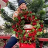Dekorative Blumen künstlicher Kranz Halloween Weihnachtsvordertür Dekoration für Familien im Freien Wohnkultur