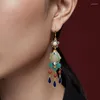 Bolzenohrringe 2023 Trend Imitation Hetian Jade ethnischer Stil Quasten für Frauen Schmuck lange Hang