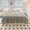 Mantas de cama de terciopelo de conejo de imitación, manta de siesta con cubierta de celosía súper suave, cálida para sofá y dormitorio 230725