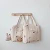 Diaper Bags born Baby Care Bag Bear Embroidery Cotton Mommy Stroller Hang for Storage Organizer Large Handbag 230726