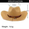 Berets Western Straw Cowboy Hat Men Kobiety Summer Outdoor Seaside Beach Fashion Solid Color Big Brim Sun Fishing Cap Unisex