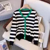 Women's Knits Tees Wool Women Sweater Singlebreasted long sleeves Cardigan Striped color Female Casual Knitted clothing 4XL 230725