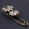 Brooches Elegant Crystal Rhinestone Pink Apricot Enamel Sunflowers Antique Bronze Plated Women Collar Lapel Pins Jewelry Gifts