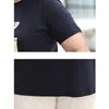 Dräkter sommarkläder för kvinnor modebesättning nacke geometrisk tryckning kort hylsa pullover thirt casual lös marinblå plus size topp