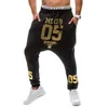 Pantalon homme 2023 printemps automne décontracté entrejambe bas Hip Hop faisceau pied jambe Streetwear danse de rue or numéro imprimé pantalon hommes