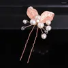 Hair Clips Rose Gold Silver Color Wedding Hairpins Simulated Pearl Leaf Crystal Bridal Barrettes Handmade Ornament Women Jewelry