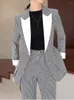 Pantaloni a due pezzi da donna Moda Elegante Casual Autunno Plaid Donna Blazer Tailleur pantalone Vintage Chic Giacche e 2 pezzi Set abiti femminili