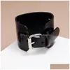 Bangle punk läder manschett justerbar stift spänne armband armband för män kvinnor mode smycken svart droppleverans armband dh3hr