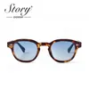 Frames Sunglasses Frames STORY Vintage Rivet Tortoiseshell Round Women Men Brand Design Retro Yellow Blue Lens Square Sun Glasses S22728