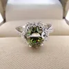 Anelli a grappolo Luomansi Stile etnico S925 Anello in argento 1CT Verde Moissanite GRA Certificato Avanzato Gioielli da donna Festa di nozze