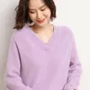 Kvinnors tröjor High End V-ringning ulltröja Ren förtjockad lös höst- och vinter pullover basrock tjock