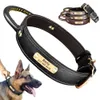 Halsbanden Riemen Aangepaste lederen halsband Gepersonaliseerde ID-tag Halsband Gratis gegraveerd naamplaatje Halsbanden voor huisdieren met handvat voor middelgrote grote honden 230726