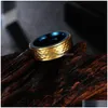 Band Rings 8Mm Blue Gold Two-Tone Tungsten Steel Ring Finger Men Rough Hip Hop Punk Carbide Fashion Jewelry Gift Will And Sandy Drop D Dh6Tg