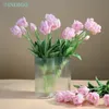 Dried Flowers Multiple Petals Parrot Tulip Bouquet 3 Flowers2 Bud Real Touch Silicone Home Decoration Artificial Flower Wedding INDIGO 230725