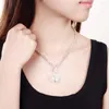 Collana Orecchini Set Charm Crystal Heart Pendant 925 Stamp Argento Colore Bracciali Gioielli Per Donna Fashion Wedding Party Gift Girl