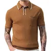 Polos Polos Fashion dzianin Solid Stripe Polo Shirt krótkie rękawowe kołnierzyki Slim Tees koszule Spring Summer Męs