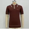 Polos Polos Fashion dzianin Solid Stripe Polo Shirt krótkie rękawowe kołnierzyki Slim Tees koszule Spring Summer Męs