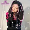 Czapki czapki/czaszki gotycka czarna łańcuch czarnej czaszki królicze Hats HATS HARAJUKU Y2K Punk Woman Winter Lambslool Earmuff Windproof Hats Caps 2307725