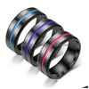 Band Rings Stainless Steel Black Ring Enamel Ribbon Engagement Women Mens Fine Fashion Jewelry Gift Drop Delivery Dhh8W