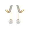 Studörhängen 2023 Ankomst Klassisk elegant simulerad pearl Tassel Long Crystal för kvinnor Fashion Water Drop Smycken
