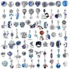 925 Gümüş Gümüş Dangle Charm Mavi Serisi Ay Uçak Serisi Cam Moda Boncuk Fit Pandora Takılar Bilezik DIY Takı Aksesuarları