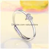 Cluster Rings Diamond Heart Shape Ring Band Finger Rose Gold Adjustable Open Sier Engagement For Women Fashion Jewelry Will And Sandy Dhifa