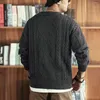 Męskie swetry solidne kolory dzianinowe okrągły szyi ponadwymiarowe męskie streetwear koreańskie ubranie modowe pullover długie rękaw W32