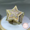 Wedding Rings 925 Silver Classic Yellow Gold Five Star Zircon Ring For Women Men Big Ring Party Birthday Jewelry Gift 230725