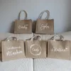 Emballage cadeau personnalisé toile de jute demoiselle d'honneur sac de jute toile de jute fourre-tout sacs-cadeaux Bachelorette Party Favors sac fourre-tout de plage personnalisé avec nom 230725