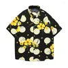 Men's Jackets 2023 Hawaiian Mens Beach Shirt Short Sleeve Oversized Printing Coconut Tree Pattern Male Clothes Harajuku Tops Summer Fashion