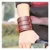 Bracelet Punk Moto Mtilayer Wrap Ceinture En Cuir Manchette Large Bouton Bracelet Réglable Bracelet Pour Hommes Femmes Mode Bijoux Drop Del Dhnzy