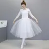 Stage Wear Tulle Ballet Long Skirts For Women Adults Swan Lake Costume Ballerina Bodysuit Dress Girls Romantic Clothes