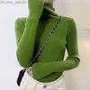 Kvinnors hoodies tröjor Nya kvinnors pullover Turtleneck tröja Autumn Long Sleeve Ultra Thin Elastic Korean Simple Basic Cheap Jumper Solid Color Top Z230726