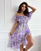 Basic Casual Dresses Floral Print Sexy Backless Ruffles Summer Casual Party Dresses Womens Cortos Boho Vestidos Femininos Elegante Soltinho 230726