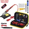 220V 80W Soldering Iron Kit Adjustable Temperature LCD Solder Welding Tools Ceramic Heater Soldering Tips Desoldering Pump201i