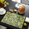 Table Mats Sunflower Retro Shabby Plant Placemat For Dining Tableware Kitchen Dish Mat Pad 4/6pcs Home Decoration