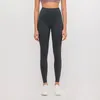 Lu Leggings Lycra tyg Solid Color Women Yoga Pants High midje Sports Gym Wear Legings Elastic Fitness Lady Outdoor Sports Trousers