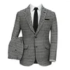 Men's Suits Punk Men Houndstooth Notched Lapel Single Breasted Luxury Classic Casual Prom Party Two Piece Jacket Pants Slim FIt 2023