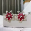 Boucles d'oreilles pendantes EYER à la mode célébrité préférée zircon cubique femmes fleur colorée pour mariage grand Pendientes Mujer Mod 2023