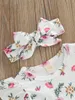 Ensembles de vêtements nés Baby Girls Vêtements T-shirts courts volants d'été floraux Summer le bandeau 3pcs