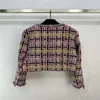 23 FW Women Coats Jacket paljett broderad bomulls tweed blouson jacka med bokstavsknapp vintage designer kappa flickor milan runnings designer topps outwear blazer