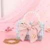 Rugzakken Leuke Meisjes Roze Mini Bow Crossbody Tassen Meisje Geruite Portemonnee Kleine Parel Handtas Kids Party Hasp Messenger Bag Kid Coin Pouch 230726