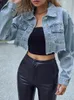 Kurtki damskie streetwearu Kobiety luźne pojedyncze otwór jeansowy dżinsowy dziura sprężyna jesień żeńska kieszeń dżinsowe płaszcz o pojemności 230726