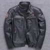 Hommes gilets mode Biker vestes Vintage en cuir véritable veste mince 100 naturel peau de vache manteau véritable moto vêtements 230726
