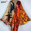 Podstawowe sukienki swobodne seksowne bech wysokiej jakości ręcznie się obracane samopoczucie Silk Rayon Fashion Print Winii Maxi Damskie szaty Long Beach V-Neck Bohemian Sukienka 230726