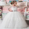 Belle princesse robes de demoiselle d'honneur balayage train enfant robes de première communion pour le mariage avec des appliques de dentelle enfants fête porter Custom328N