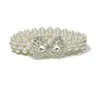 Ceintures femmes élégantes perle cristal ceinture taille haut de gamme fleur élastique boucle chaîne femmes filles robe sangle ceinture cadeau