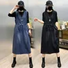 Casual Kleider 2023 Frühling Sommer Koreanische Mode Tank Denim Frau Kleid Vestidos Lose Plus Größe Taille Kordelzug Jeans Für Frauen