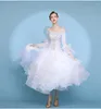 Scene Wear High-End Ballroom Competition Dance Dresses Women White Waltz kjol Lady's Long Sleeve Standard Dancing Dress